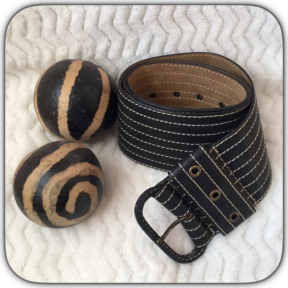 ✔️NWOT Trendy Wide Topstitch Leather Belt
